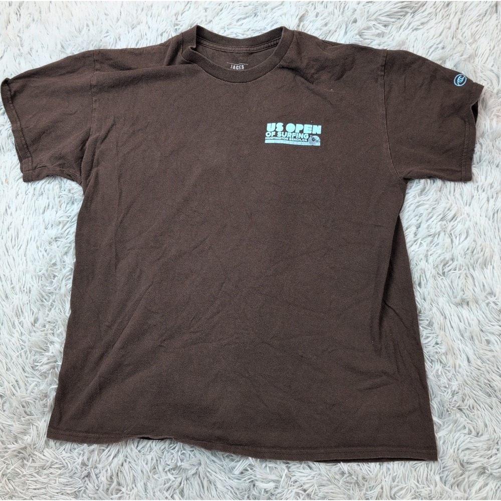 Jacks Surfboards Shirt Womens L Brown Tee U.S. Open Surfing Huntington Beach CA